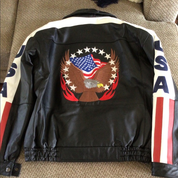 Men's Leather USA Jacket - Picture 2 of 4
